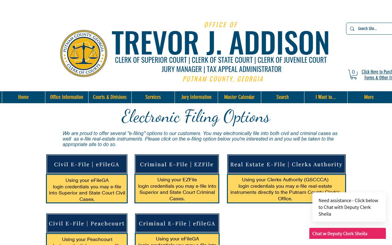 Putnam County Clerk of Superior Court records e-filing options