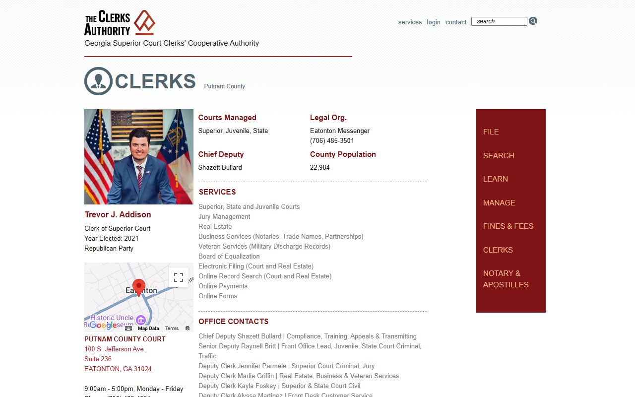 Putnam County Clerk of Superior Court records GSCCCA profile