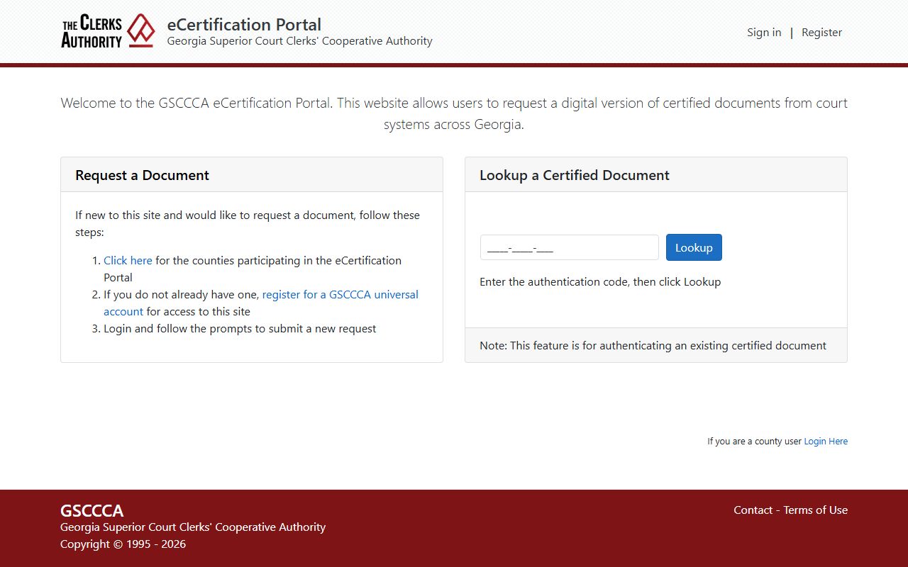 Putnam County court records certified copy access through GSCCCA