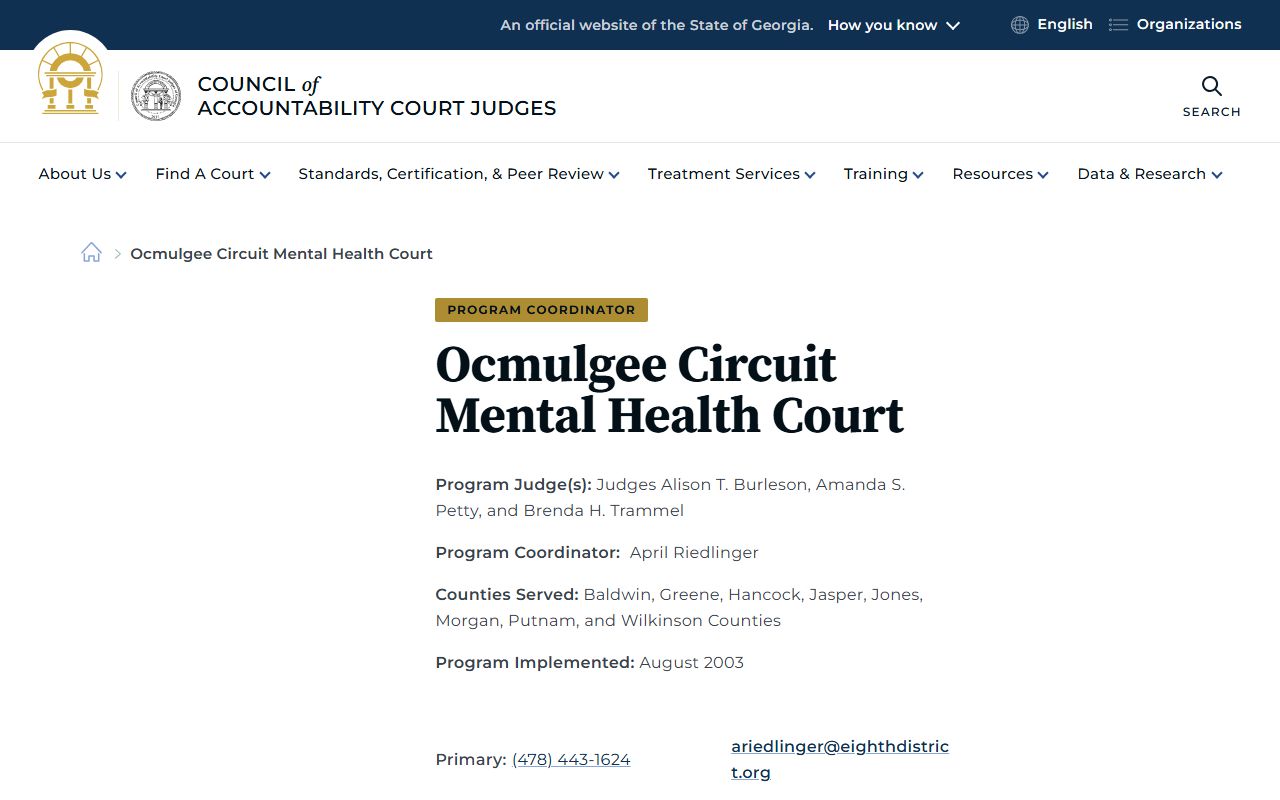 Putnam County criminal court records and Ocmulgee Circuit Mental Health Court