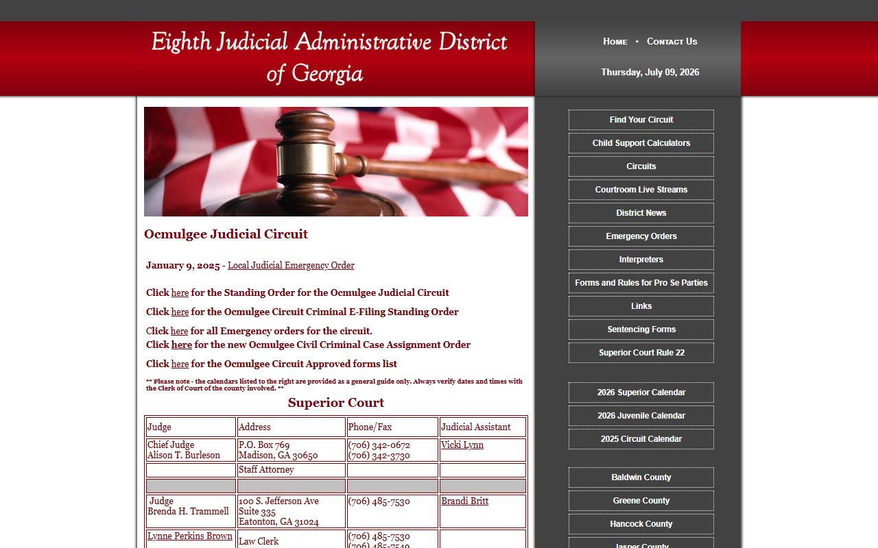 Putnam County court dockets Ocmulgee Judicial Circuit calendars