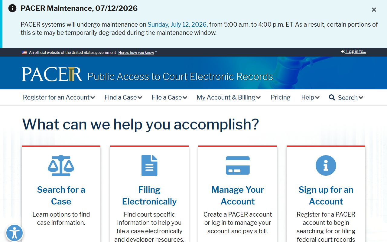 Putnam County inmate records PACER federal case search