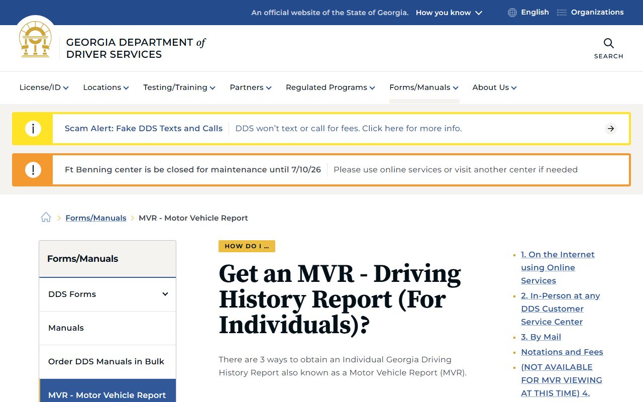 Putnam County traffic court records Georgia DDS driving history instructions